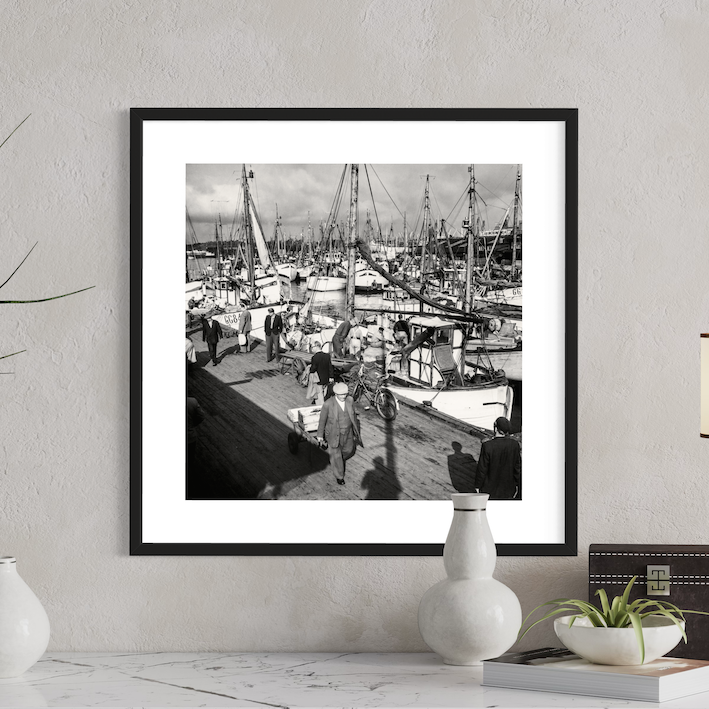 Poster av fotografi från fiskehamnen i Göteborg