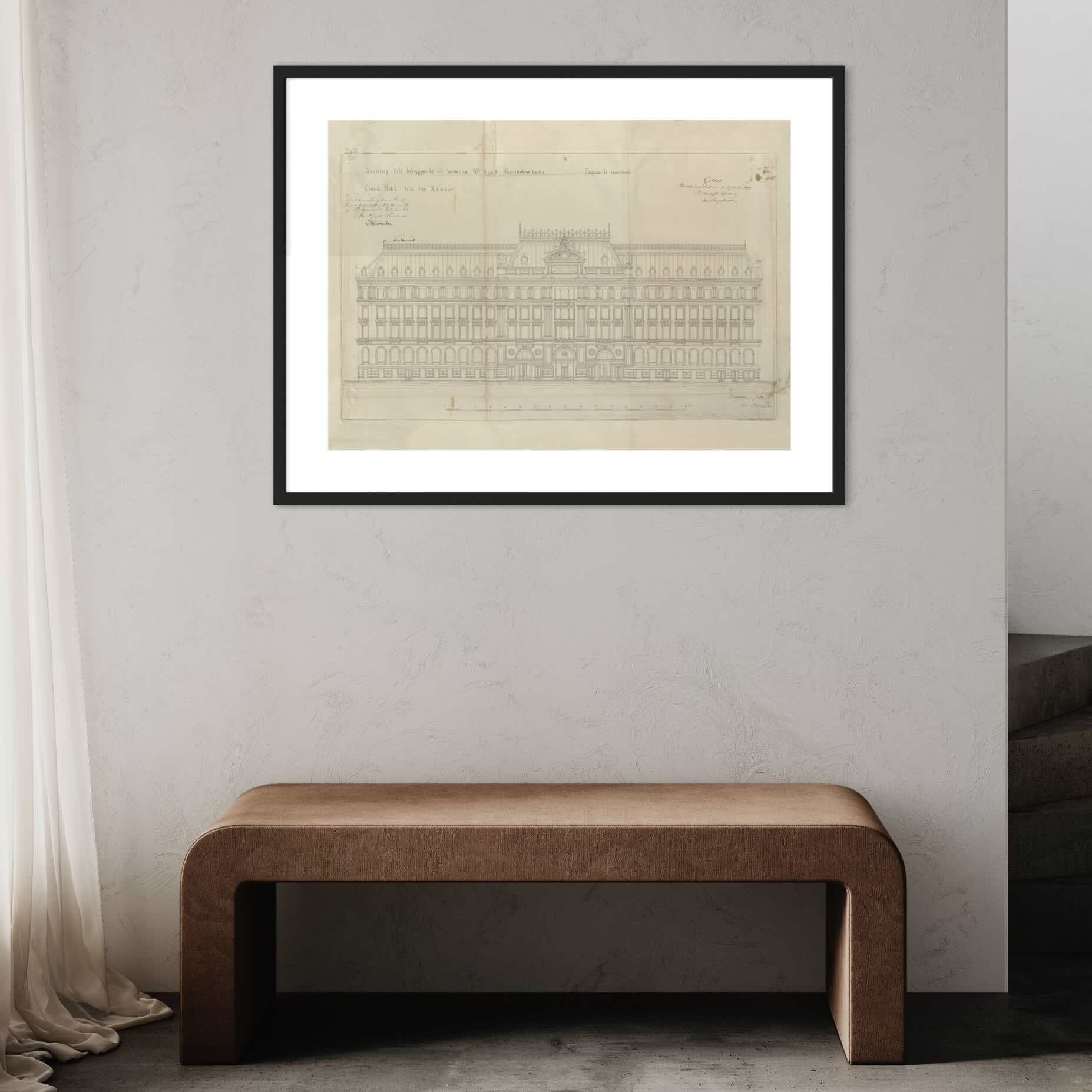 Poster med Grand hotel stockholm ritning blasieholmen Cadier