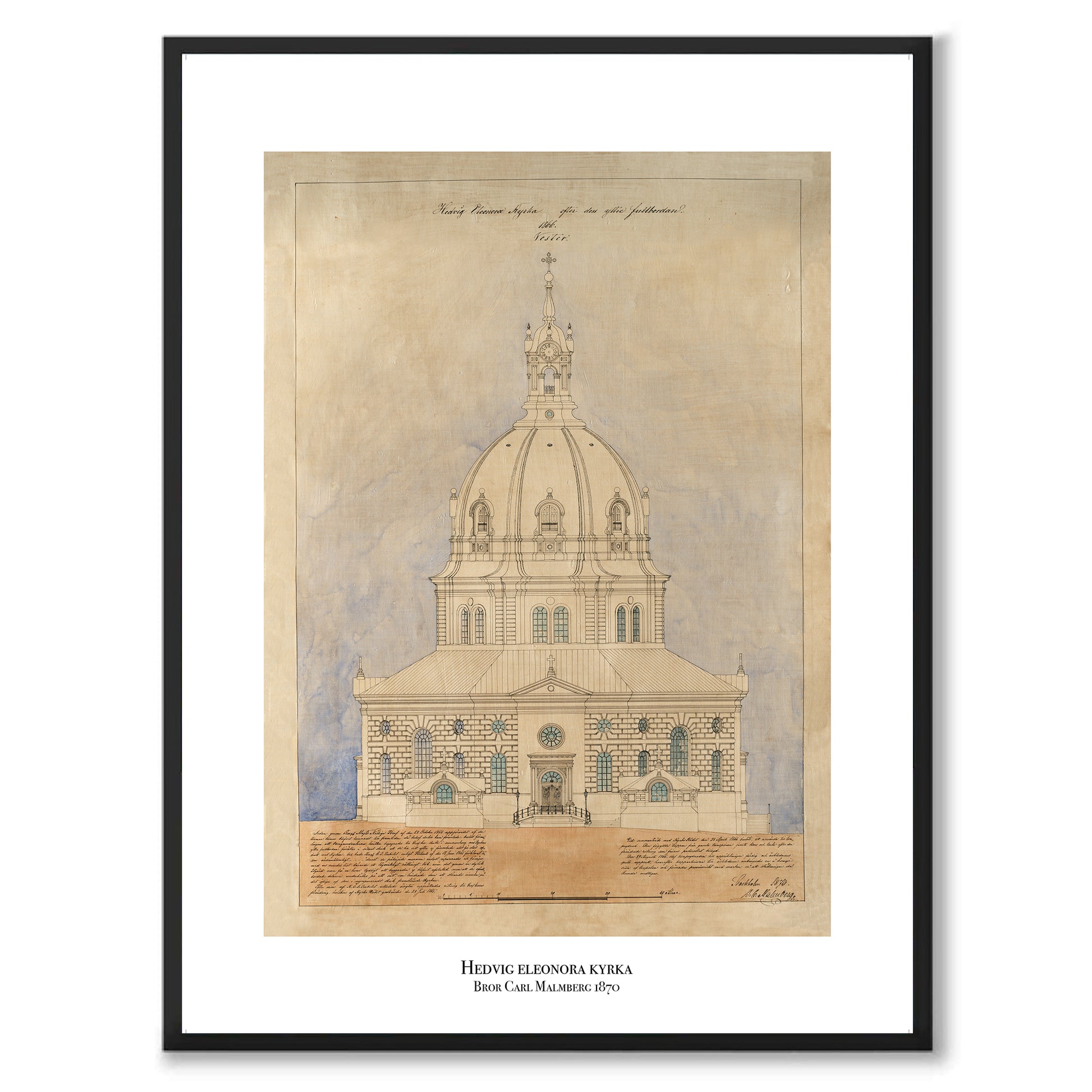 Poster med Hedvig eleonora kyrka östermalmskyrkan östermalm stockholm
