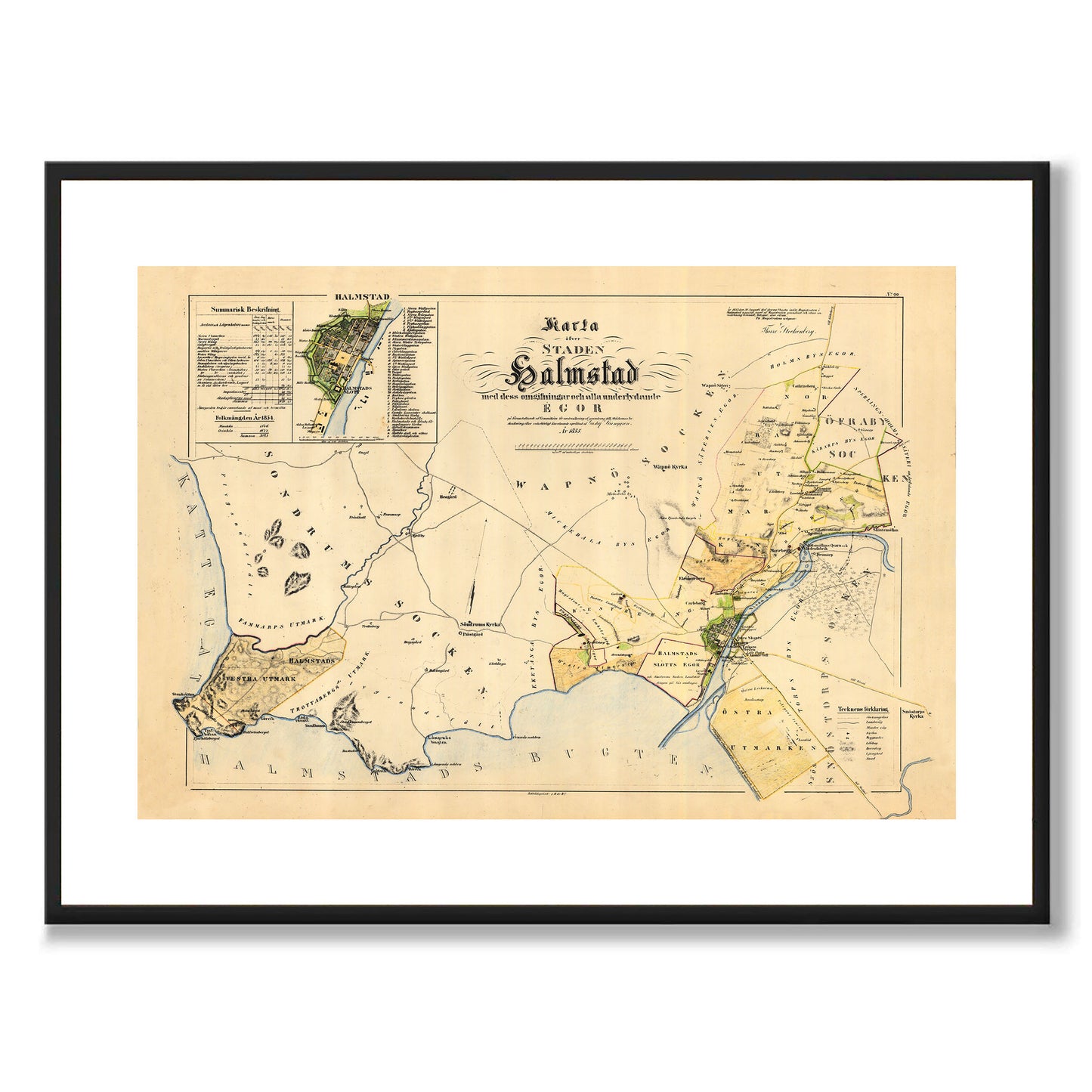 Poster karta halmstad 1855