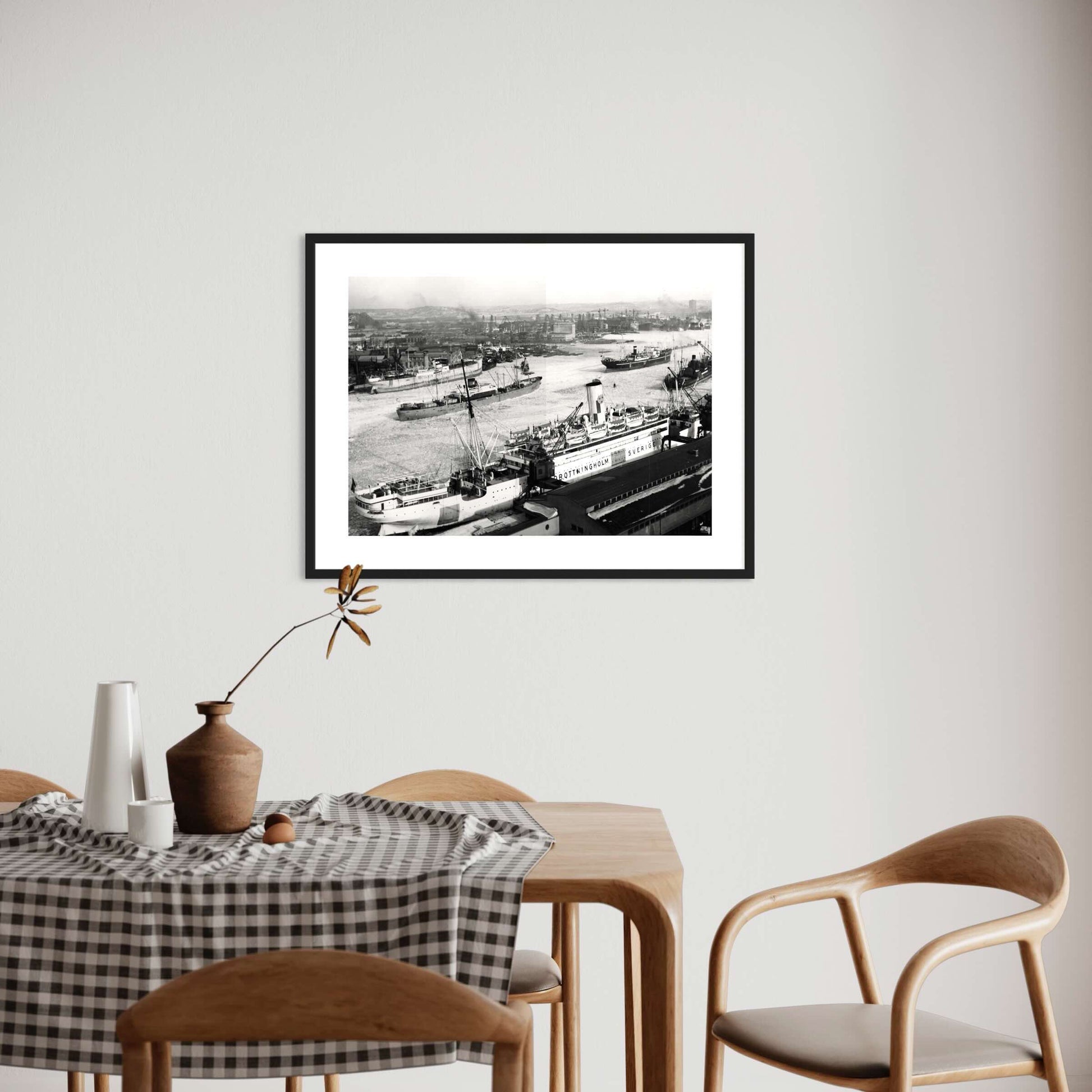 Poster fotografi hamnen göteborg 1940 Drottningholm SAL Svenska Amerika Linien Linjen