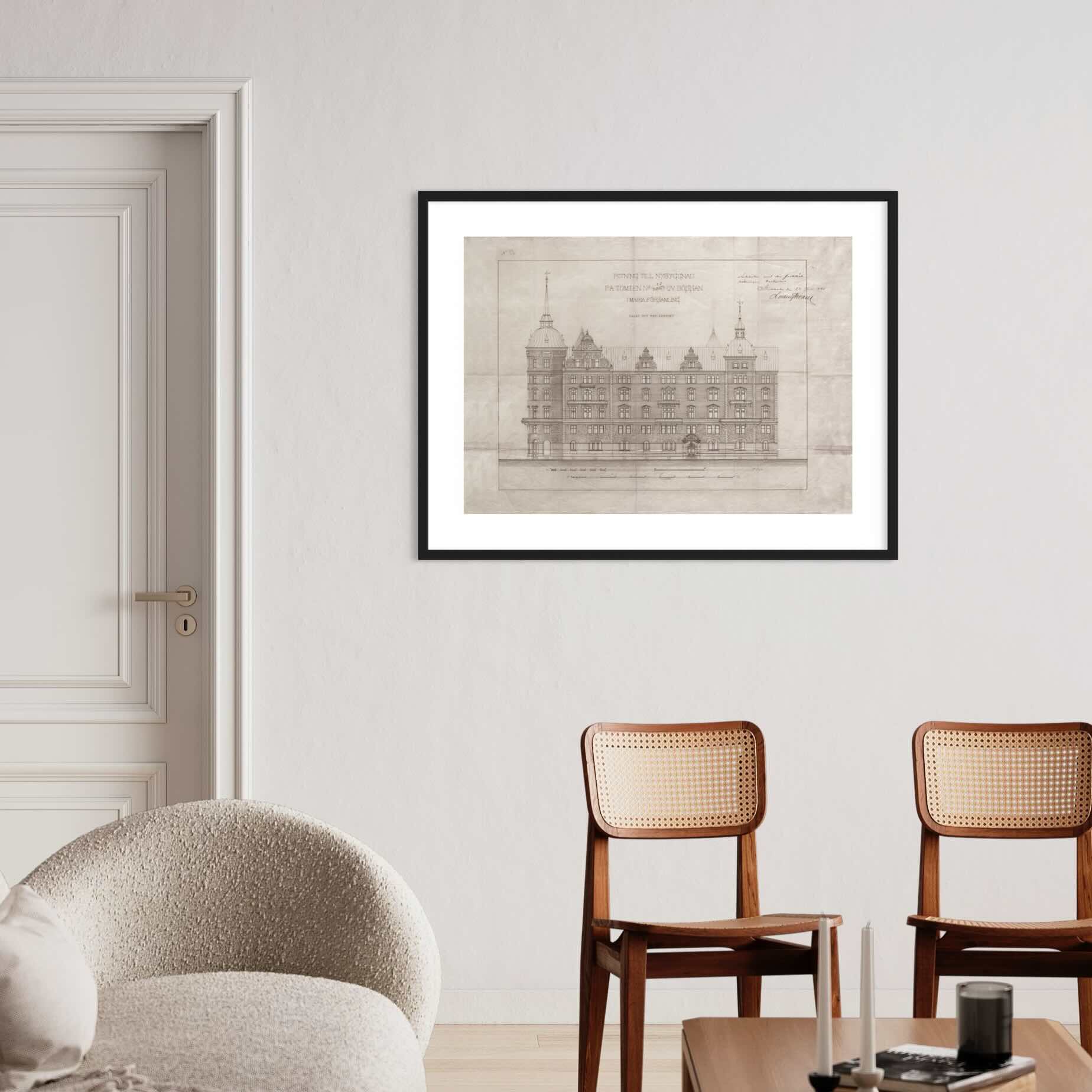 Poster Laurinska huset Södermalm Stockholm ritning mariatorget