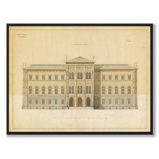 Poster ritning Nationalmuseum Stockholm Blasieholmen