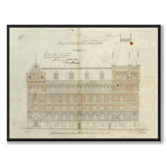 Poster ritning Norstedtshuset Stockholm Riddarholmen
