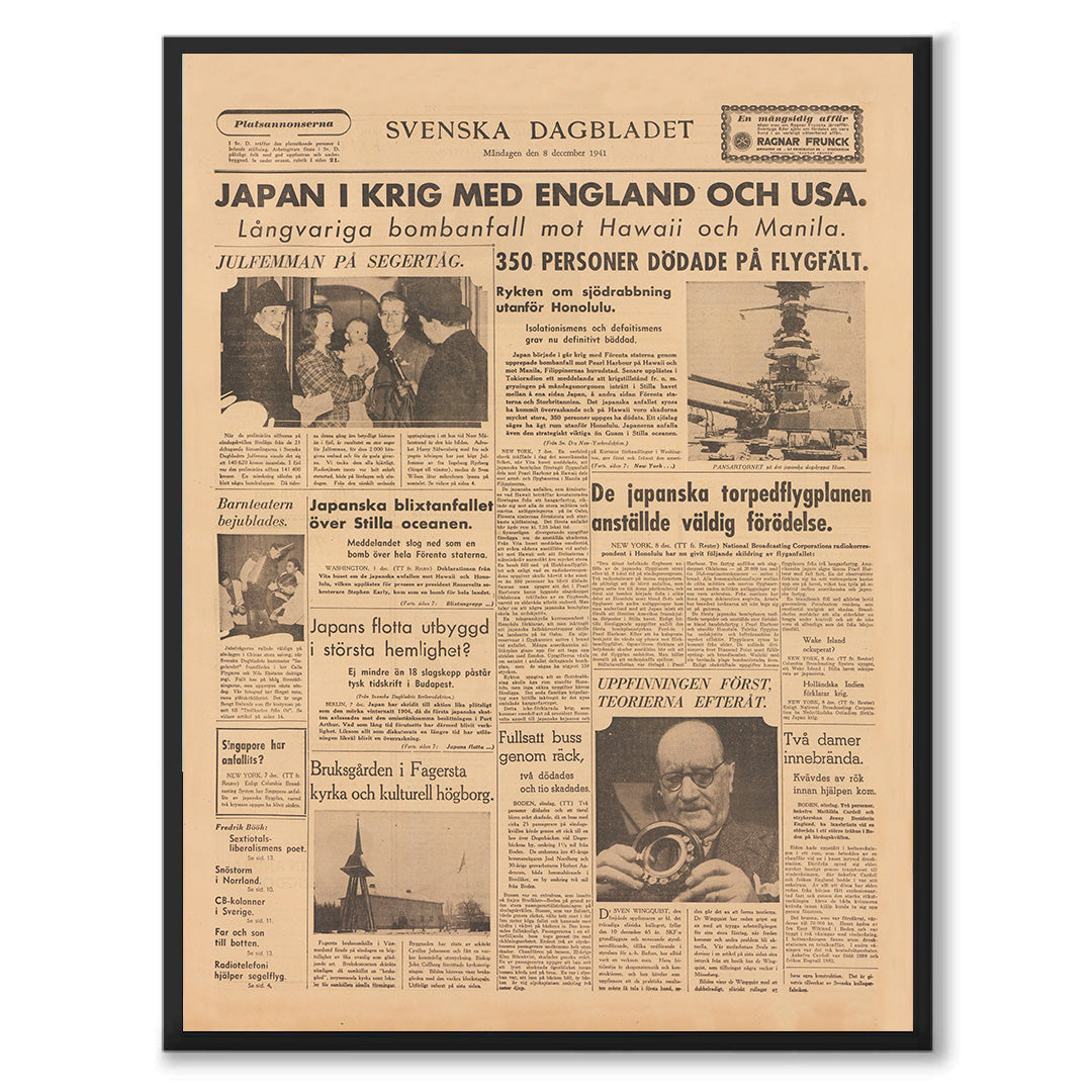 Poster pearl harbor attacken 1941 Svenska Dagbladet