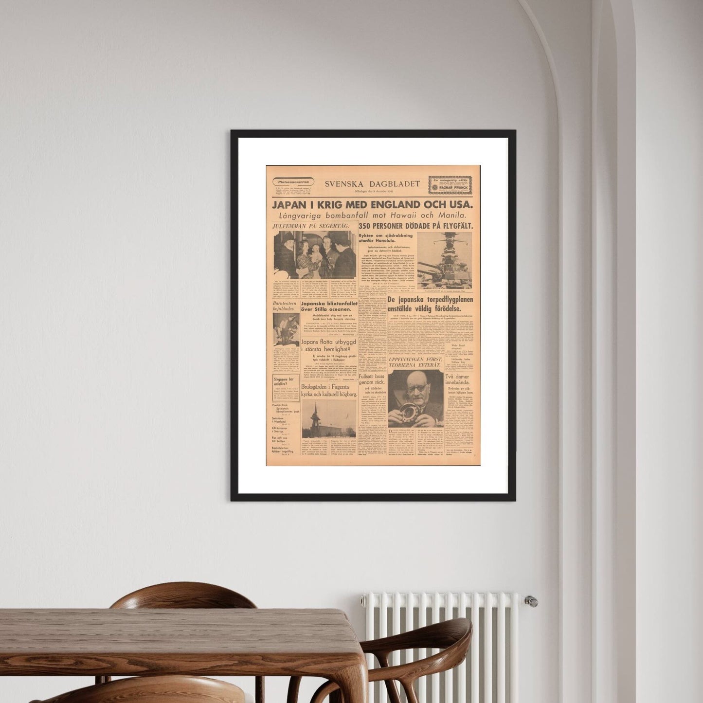 Poster pearl harbor attacken 1941 Svenska Dagbladet