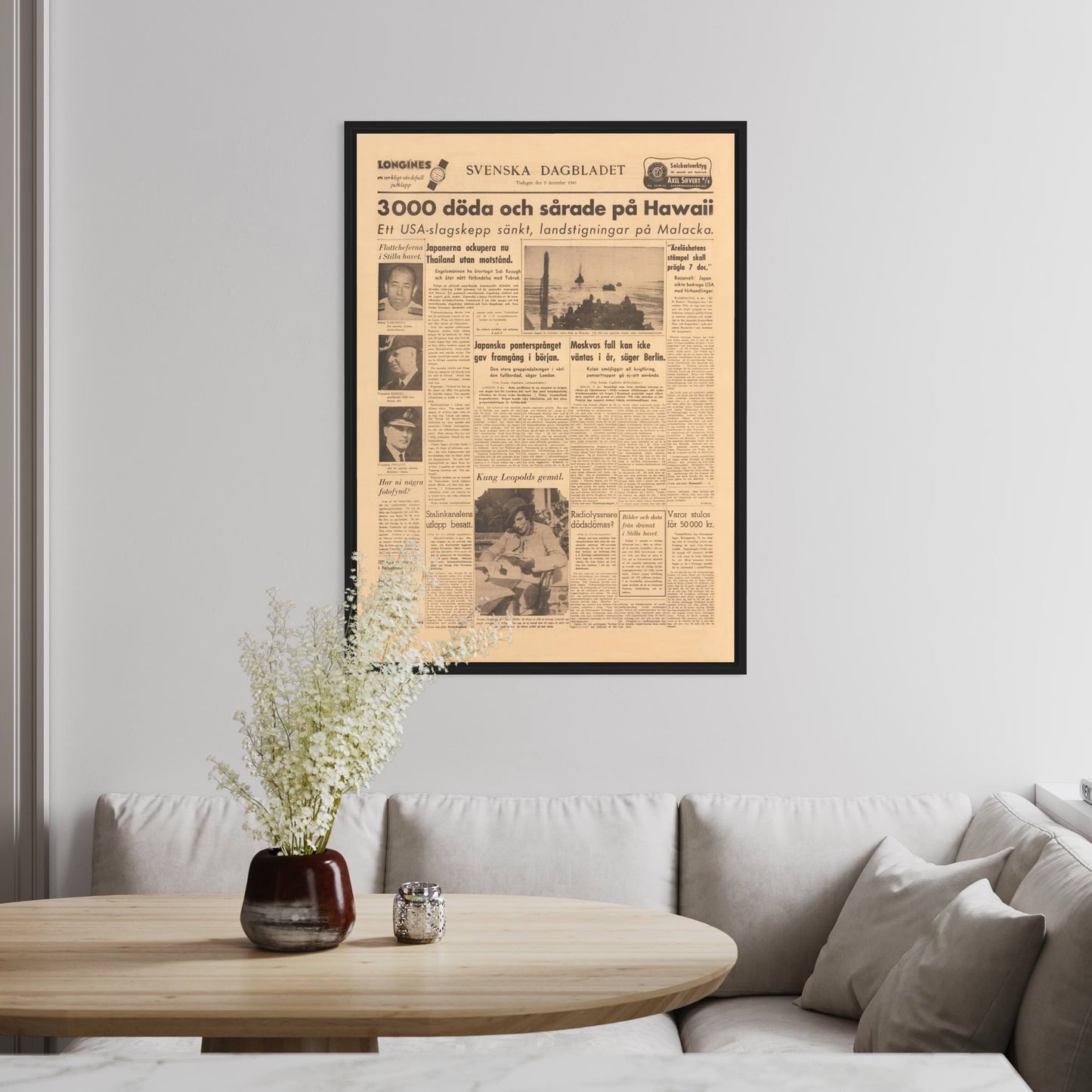 Poster pearl harbor attacken 1941 Svenska Dagbladet