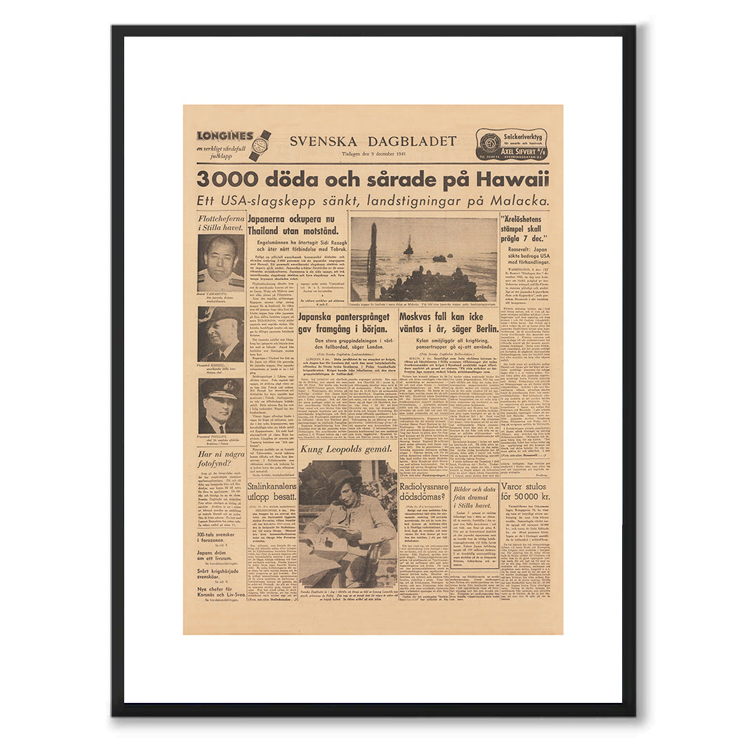 Poster pearl harbor attacken 1941 Svenska Dagbladet