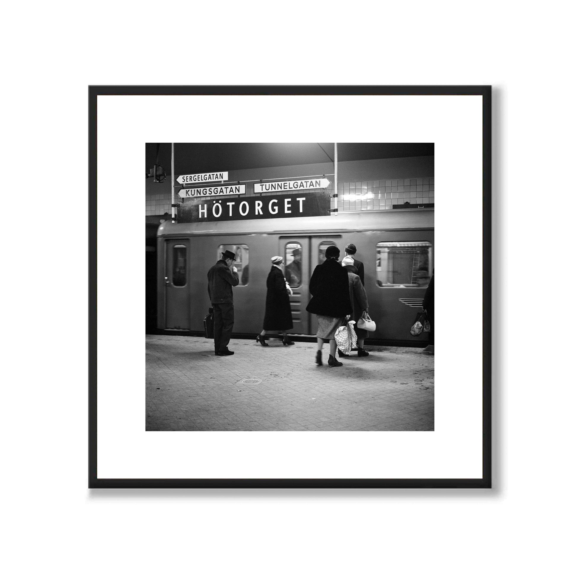 Poster fotografi tunnelbanan tunnelbaneperrongen perrong 1960 Hötorget Norrmalm Stockholm