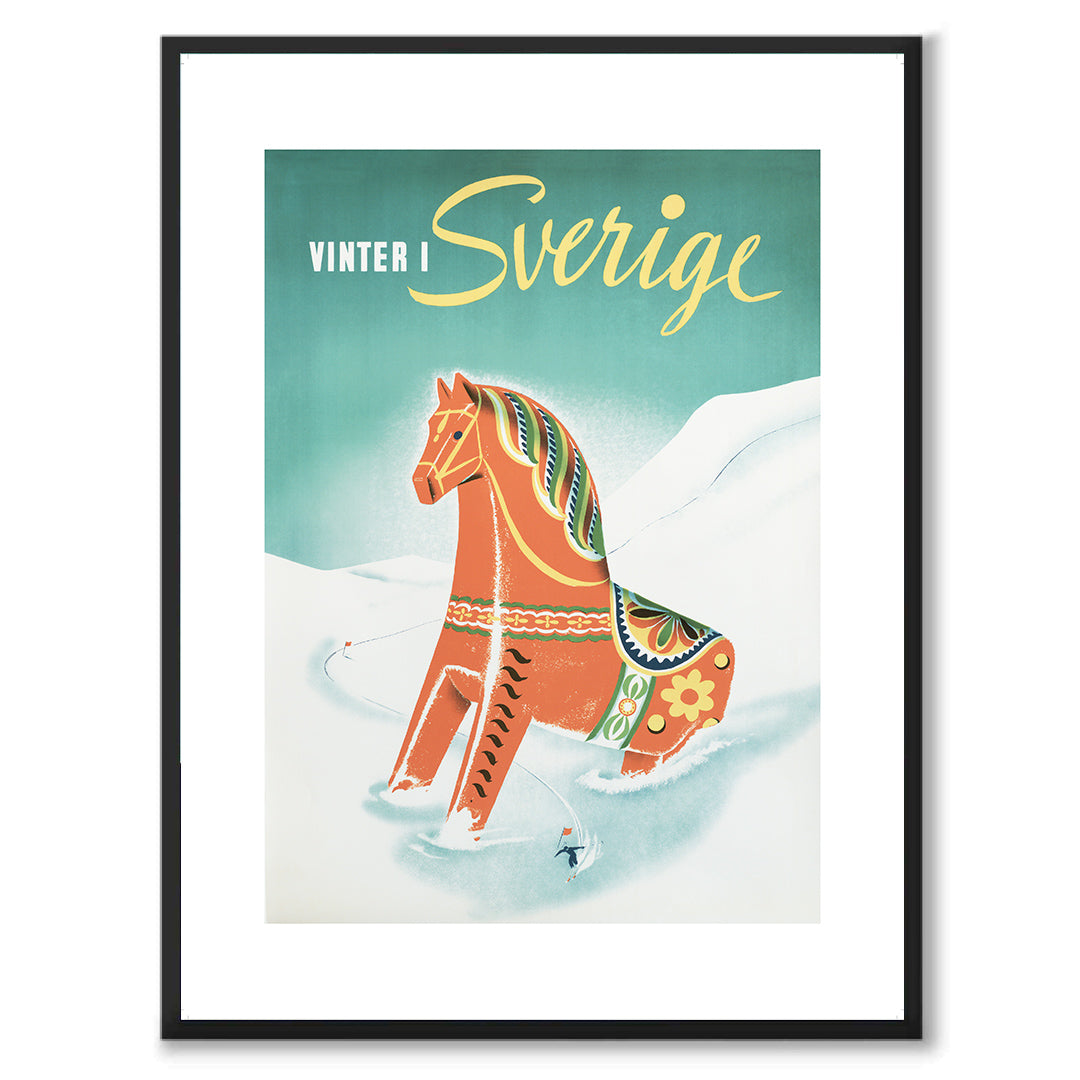 Poster vinter i sverige skidåkning vintersport reklamaffisch