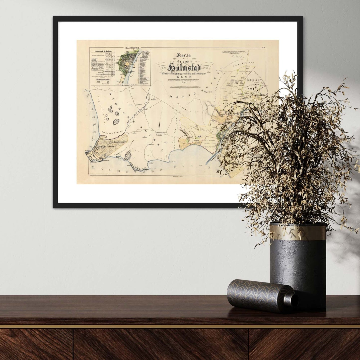 Poster karta halmstad 1855