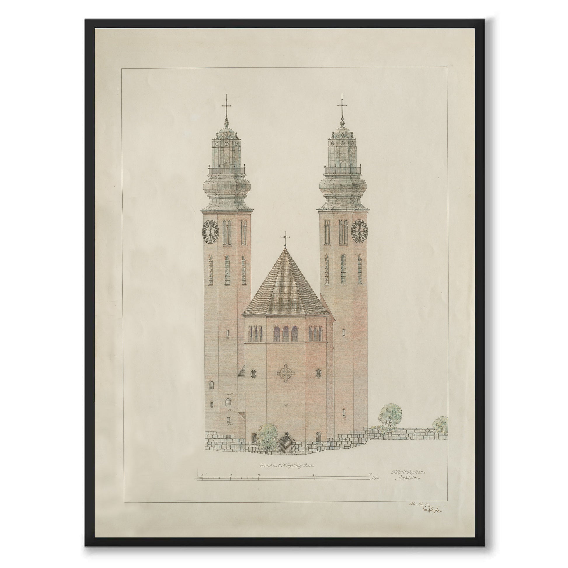 Poster med Högalidskyrkan tengbom hornstull södermalm stockholm