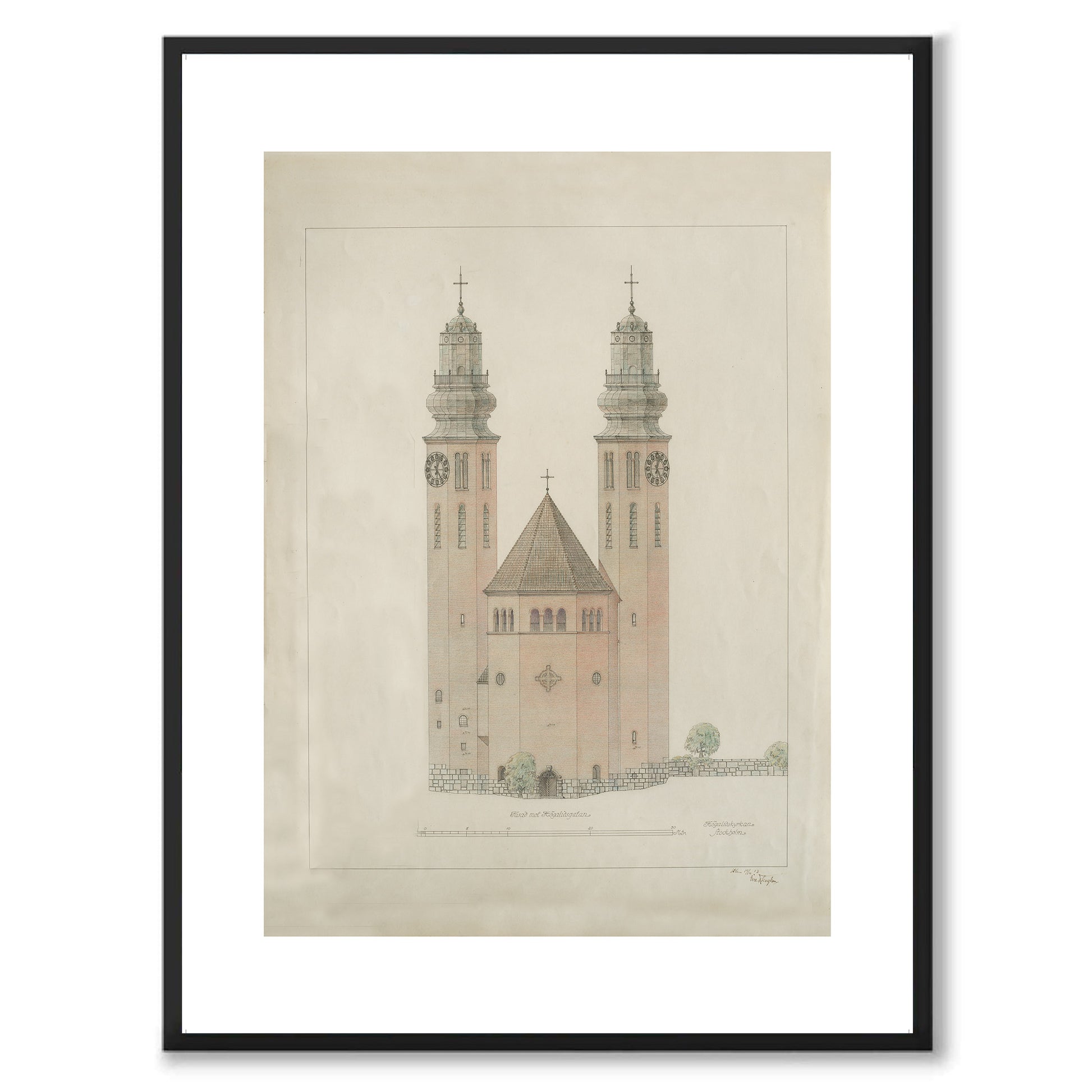 Poster med Högalidskyrkan tengbom hornstull södermalm stockholm