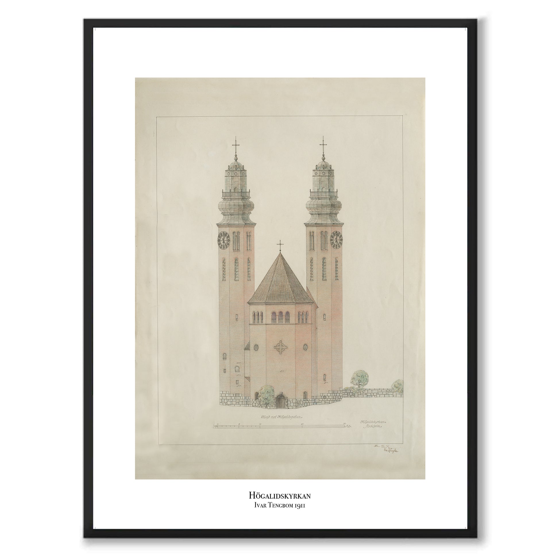 Poster med Högalidskyrkan tengbom hornstull södermalm stockholm