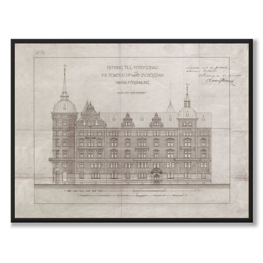 Poster Laurinska huset Södermalm Stockholm ritning mariatorget