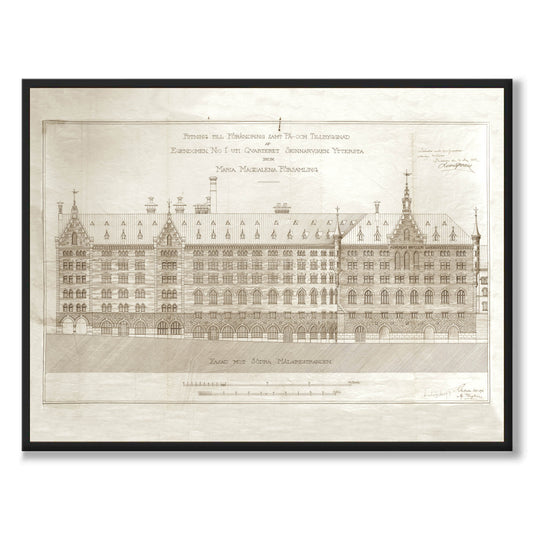 Poster Münchenbryggeriet ritning Stockholm Södermalm Söder Mälarstrand