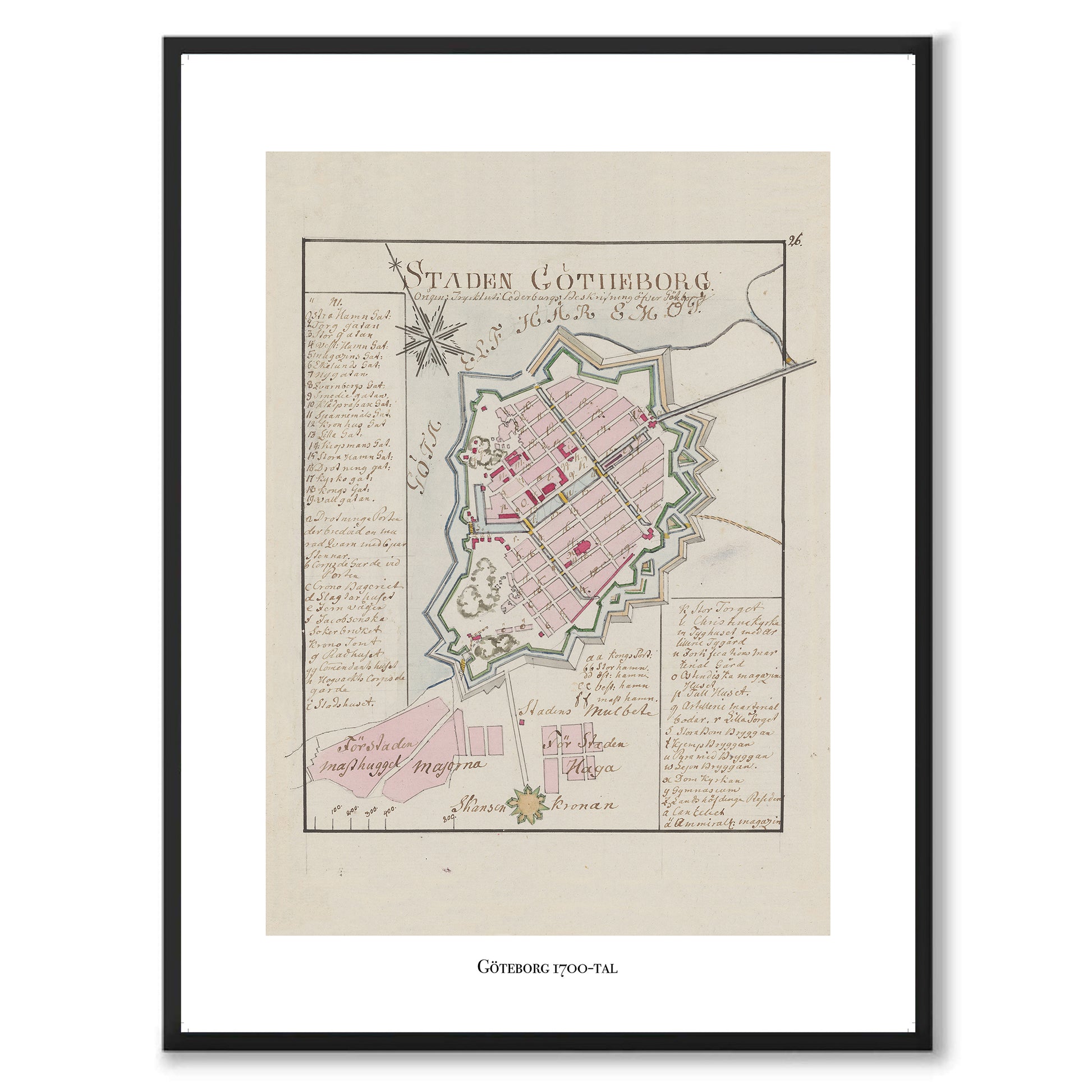 Poster historisk karta göteborg 1700-tal