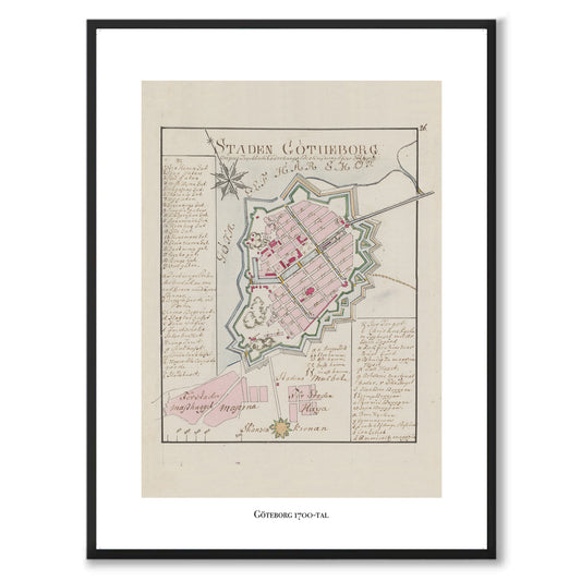 Poster historisk karta göteborg 1700-tal