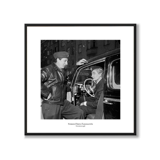 Poster fotografi första kvinnliga taxichauffören Stockholm