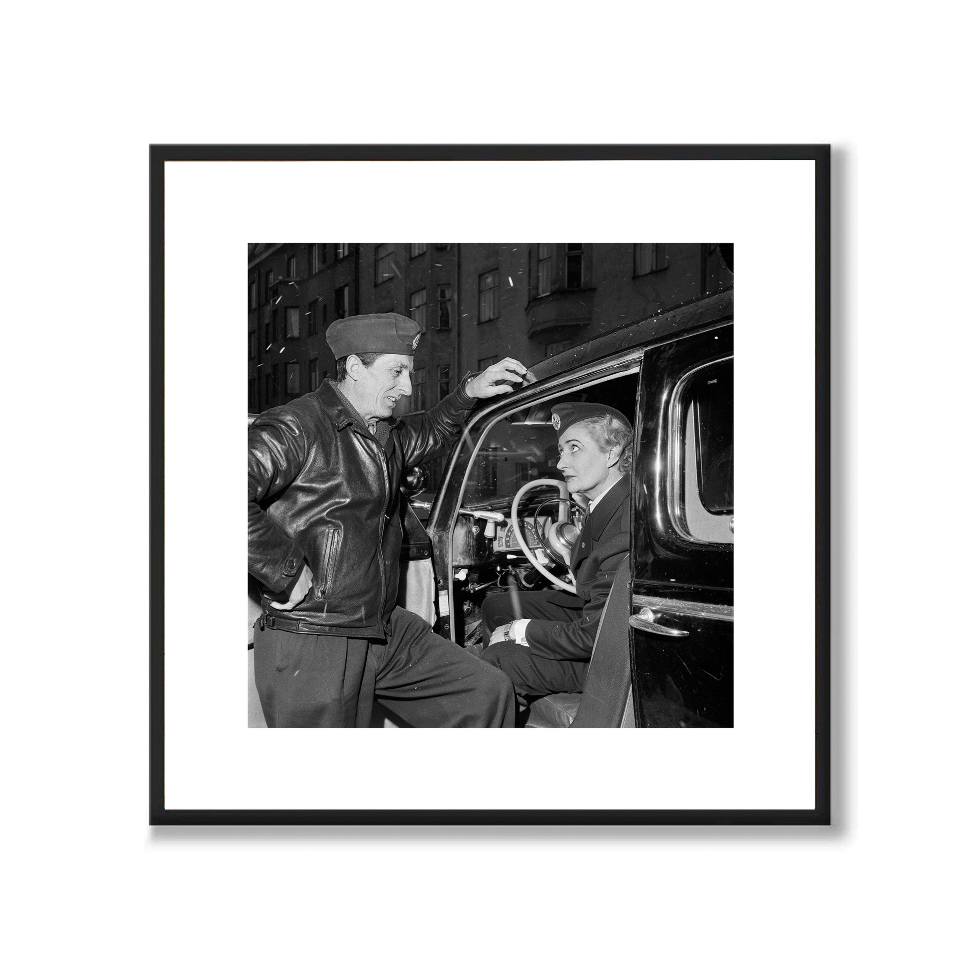 Poster fotografi första kvinnliga taxichauffören Stockholm