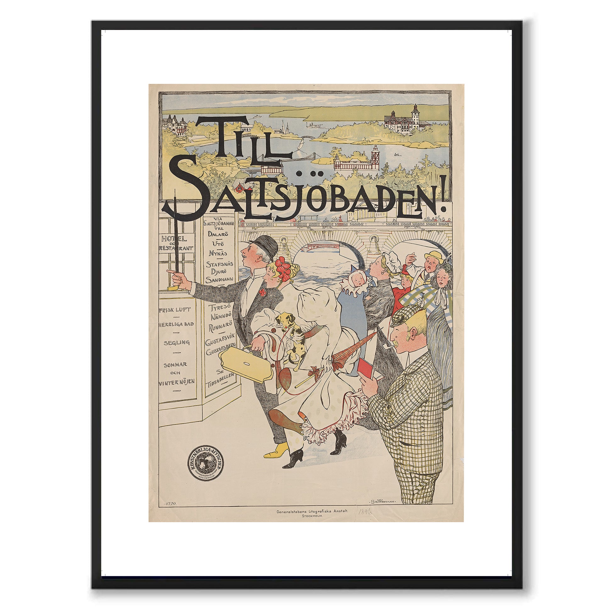 Poster retro affisch saltsjöbaden saltsjöbanan