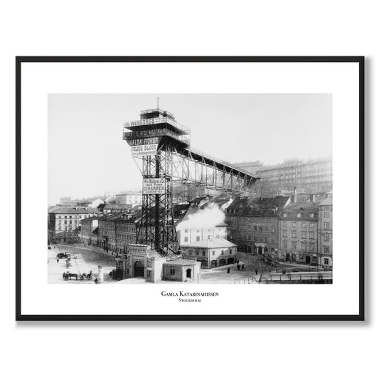 Poster fotografi gamla katarinahissen Södermalm Stockholm sekelskifte