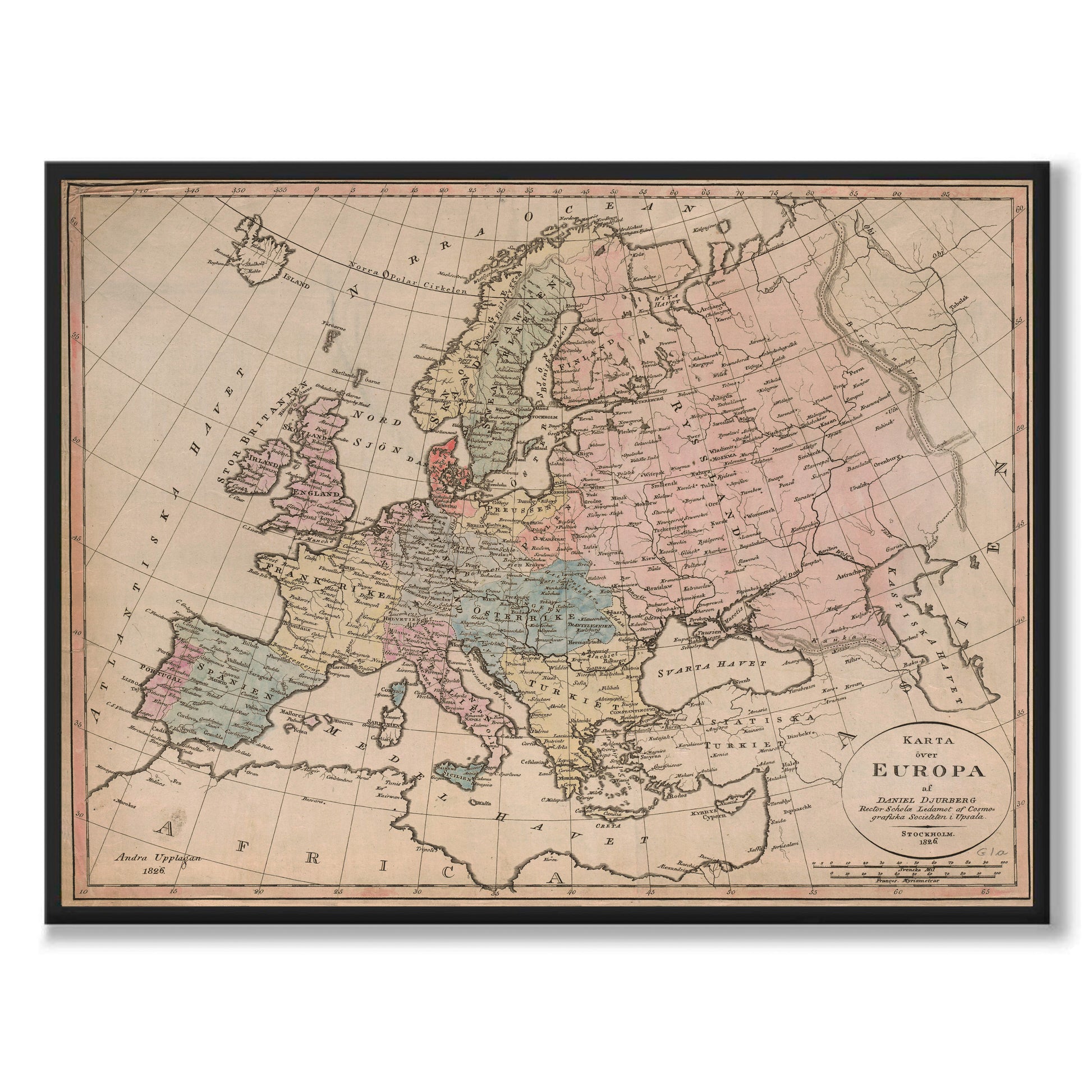 Poster historisk karta Europa 1826