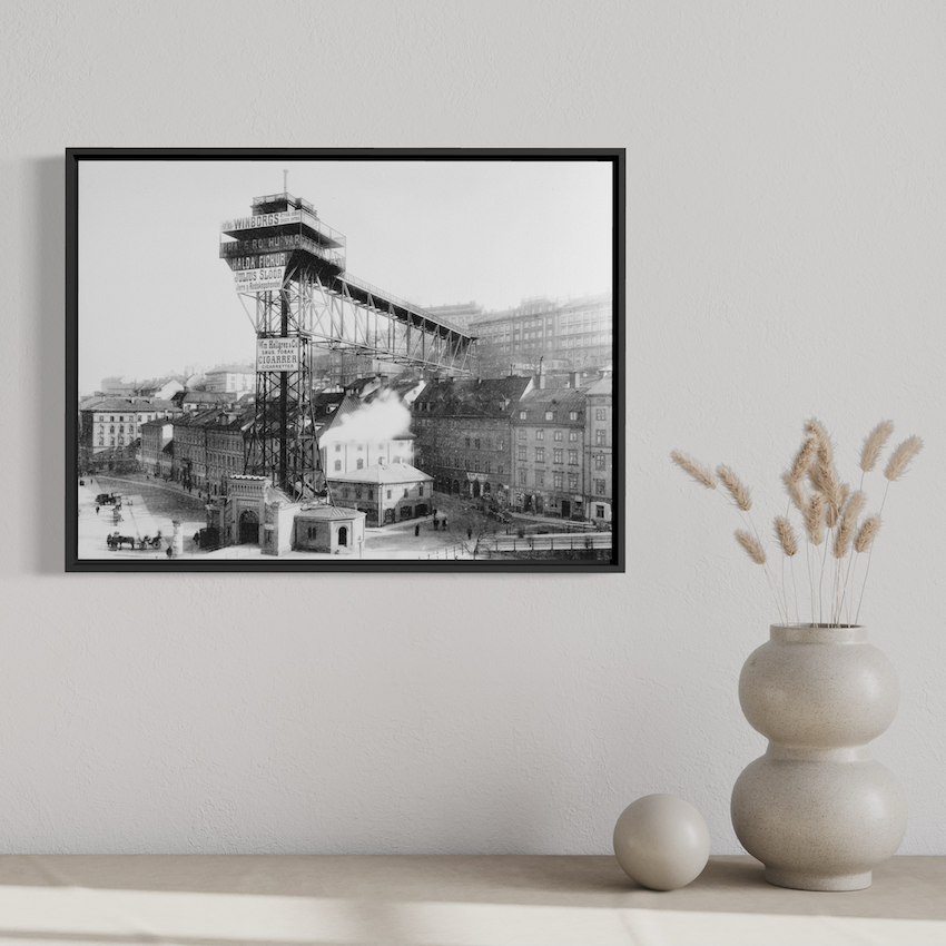 Poster fotografi gamla katarinahissen Södermalm Stockholm sekelskifte
