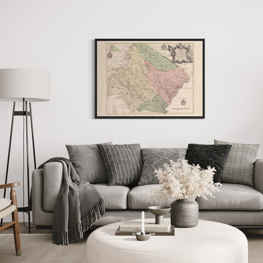 Poster historisk karta över Jämtland Ångermanland Medelpad Norrland