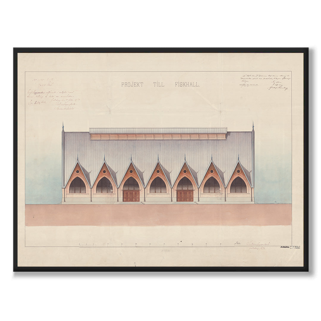 Poster fiskekyrkan feskekörka feskekôrka Göteborg originalritning gegerfelt