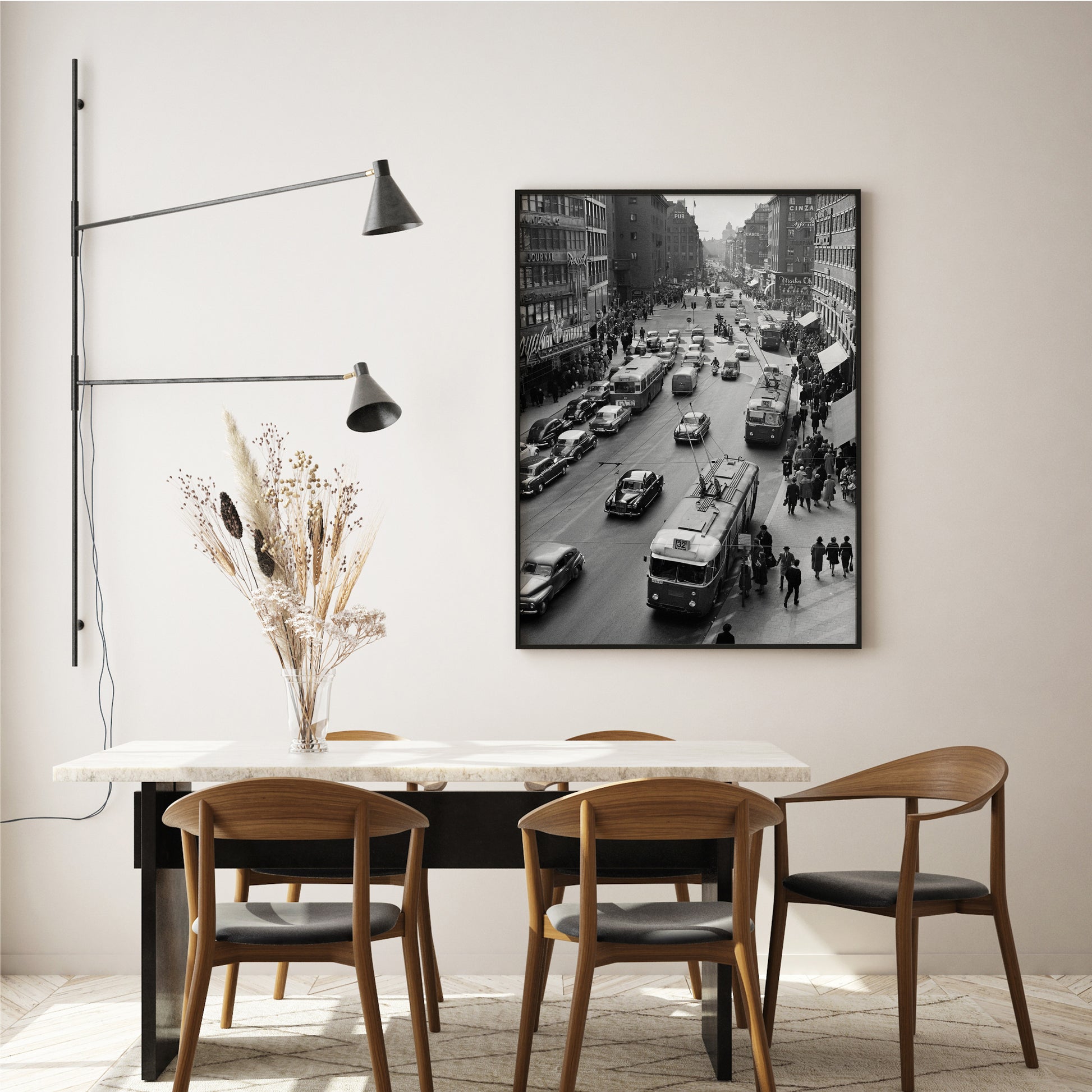 Poster fotografi stadsliv kungsgatan 1960 stockholm