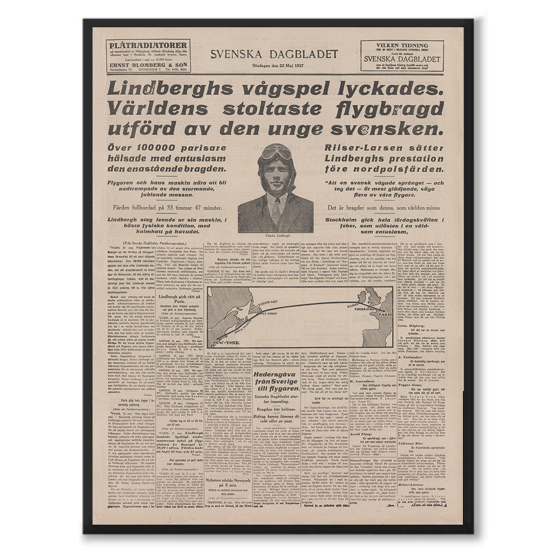 Poster Charles Lindberg flyger över Atlanten atlantflygning