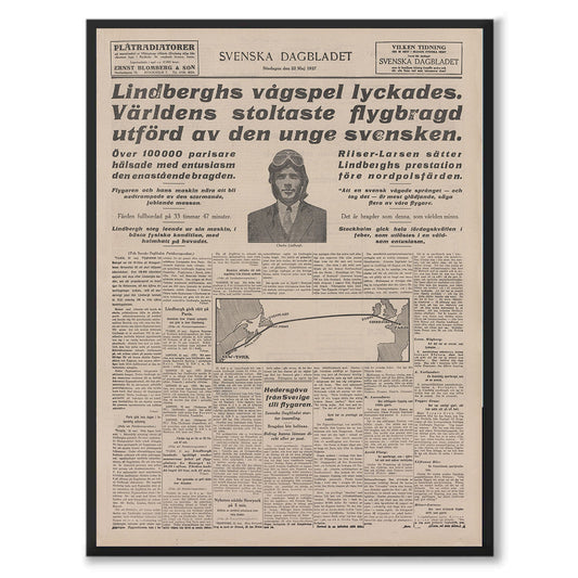 Poster Charles Lindberg flyger över Atlanten atlantflygning