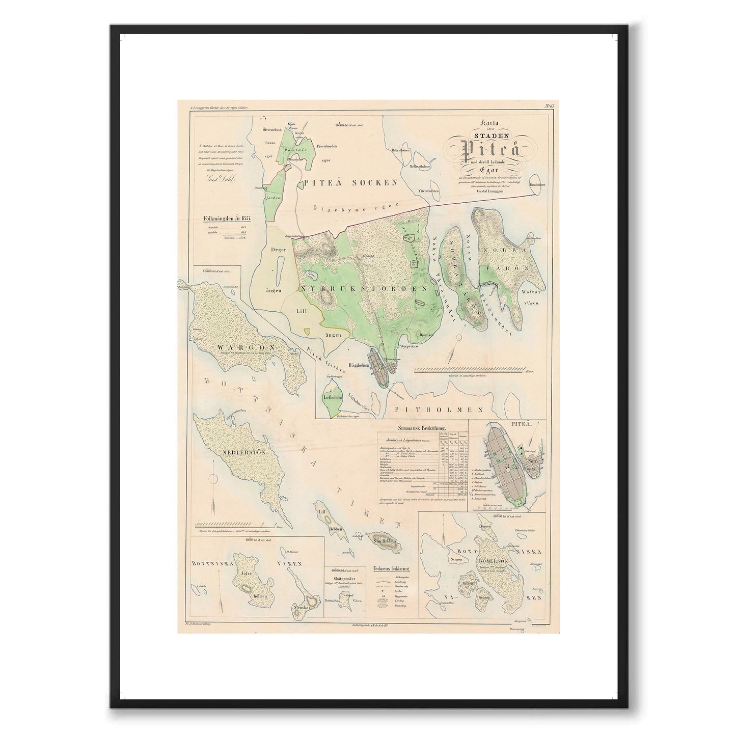 Karta över Piteå 1857