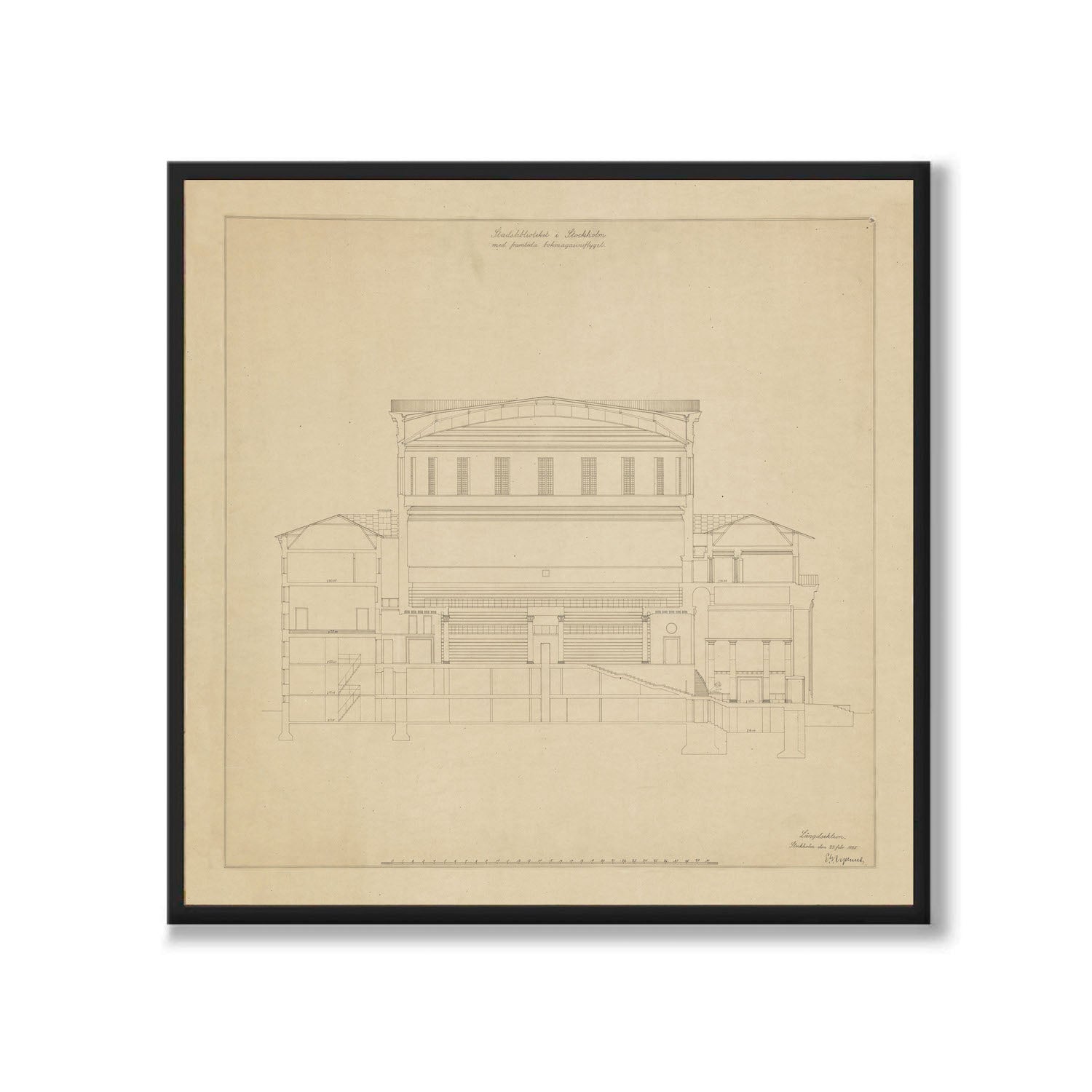 Poster originalritning stockholms stadsbibliotek gunnar asplund