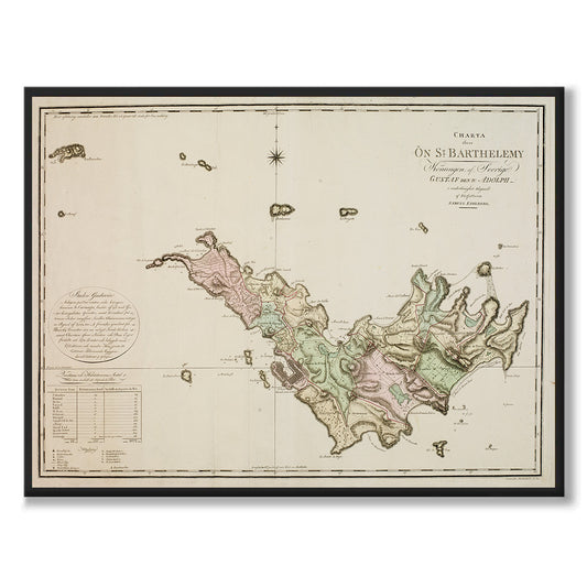 poster historisk karta svenska kolonin st barts sankt barthélemy