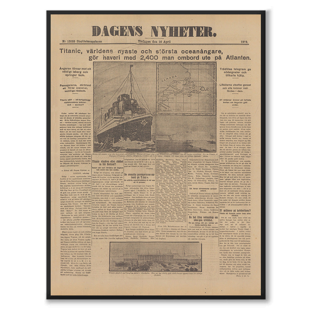 Poster titanic går på isberg sjunker