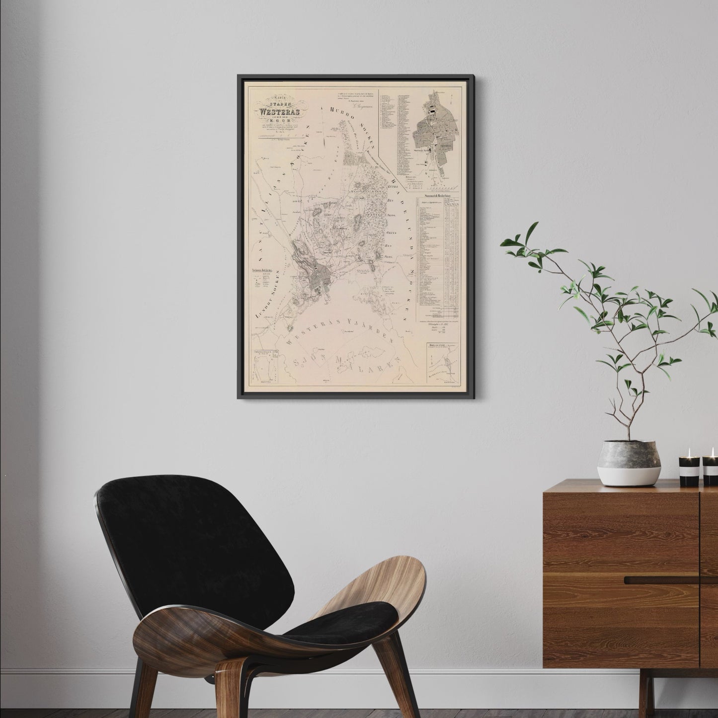 Poster historisk karta över Västerås