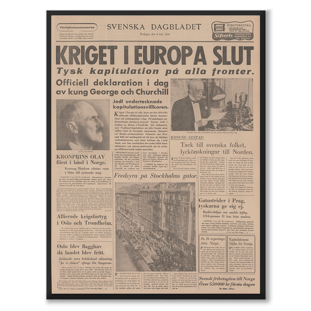 Poster andra världskriget slut 1945 fredsyra stockholm