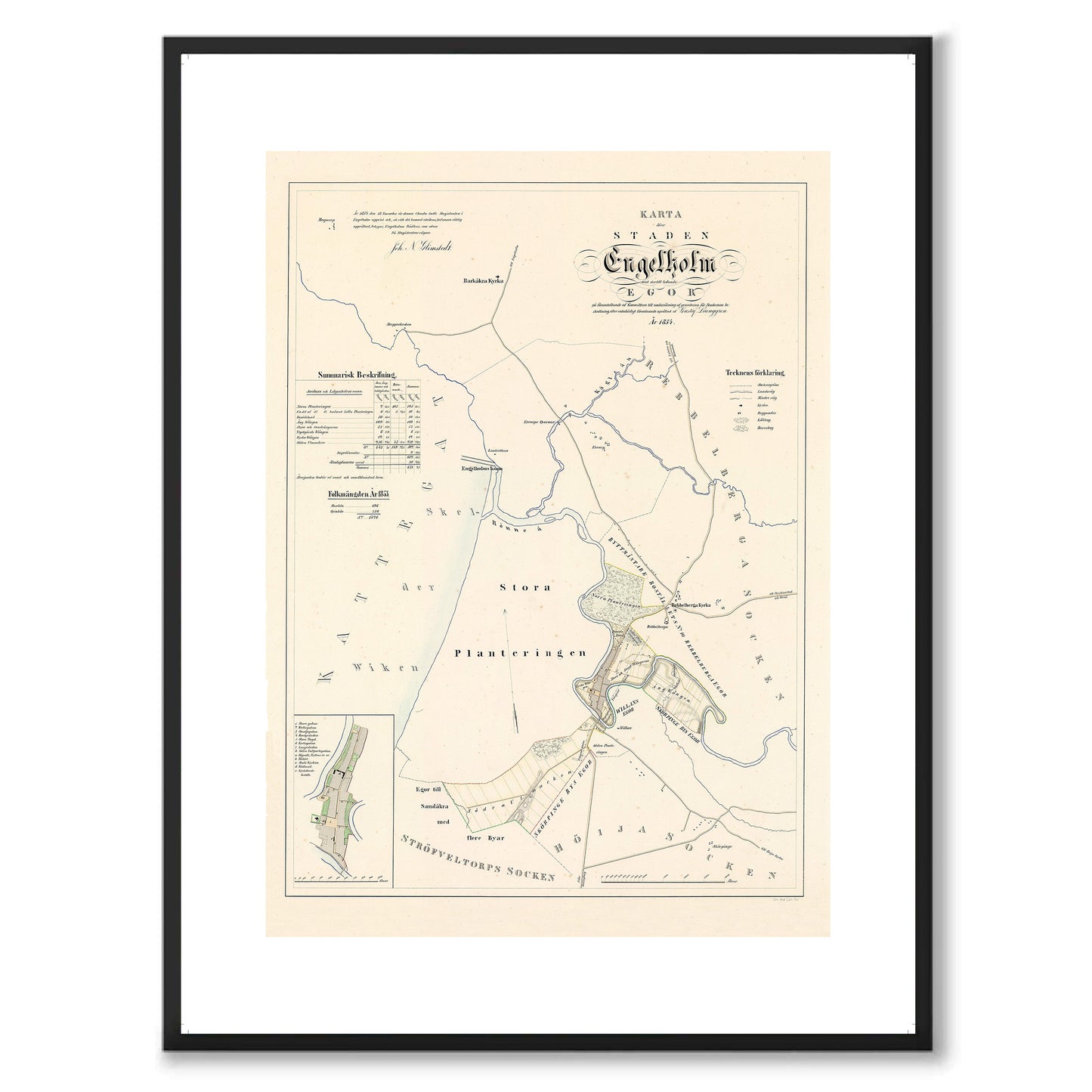 Poster historisk karta över Ängelholm