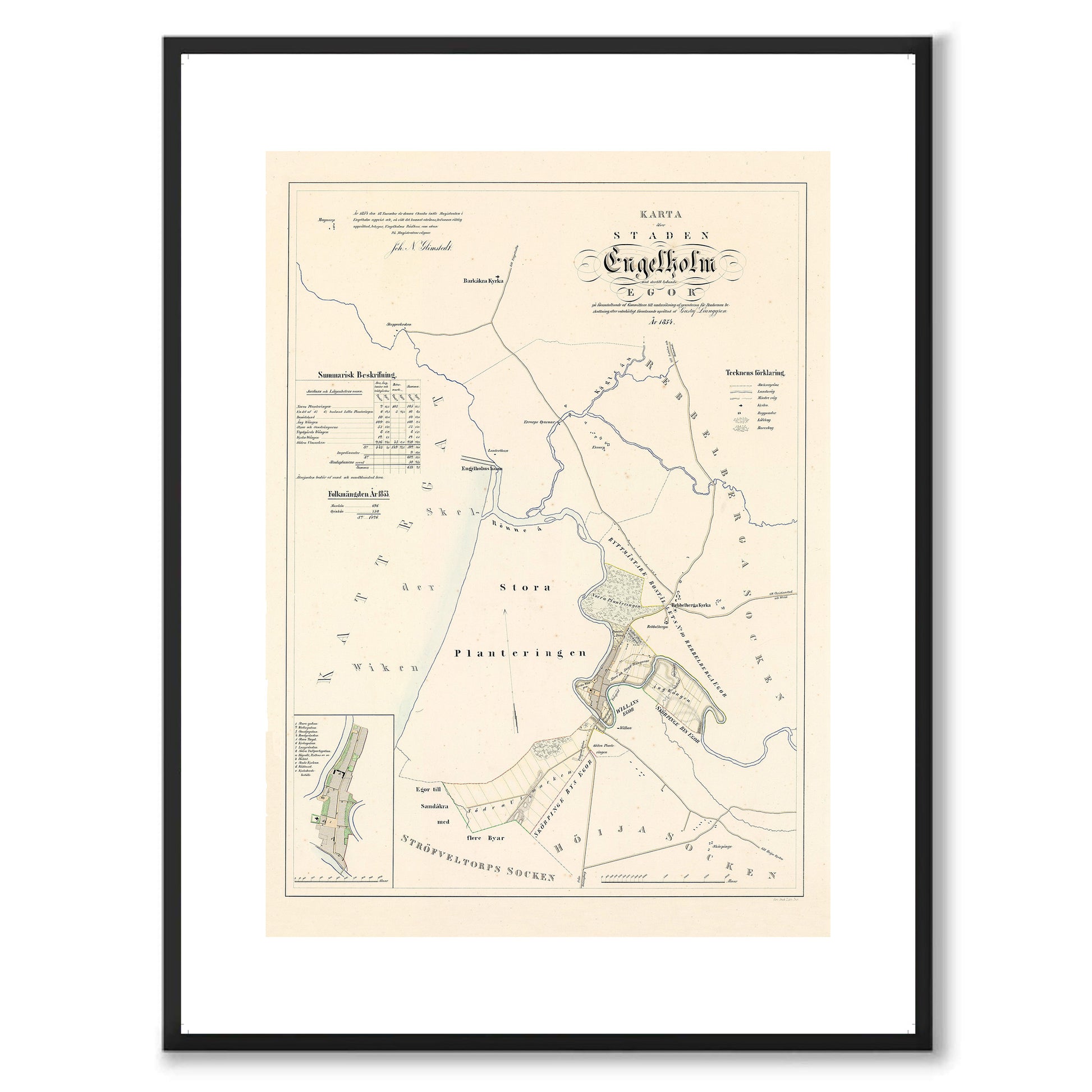 Poster historisk karta över Ängelholm