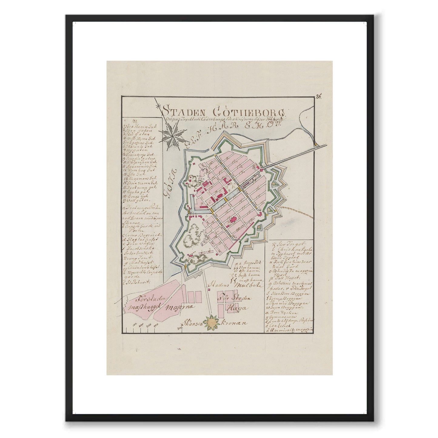 Poster historisk karta göteborg 1700-tal