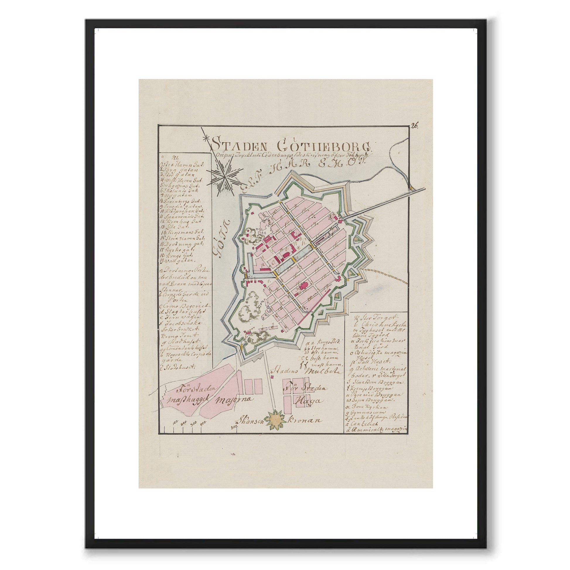 Poster historisk karta göteborg 1700-tal