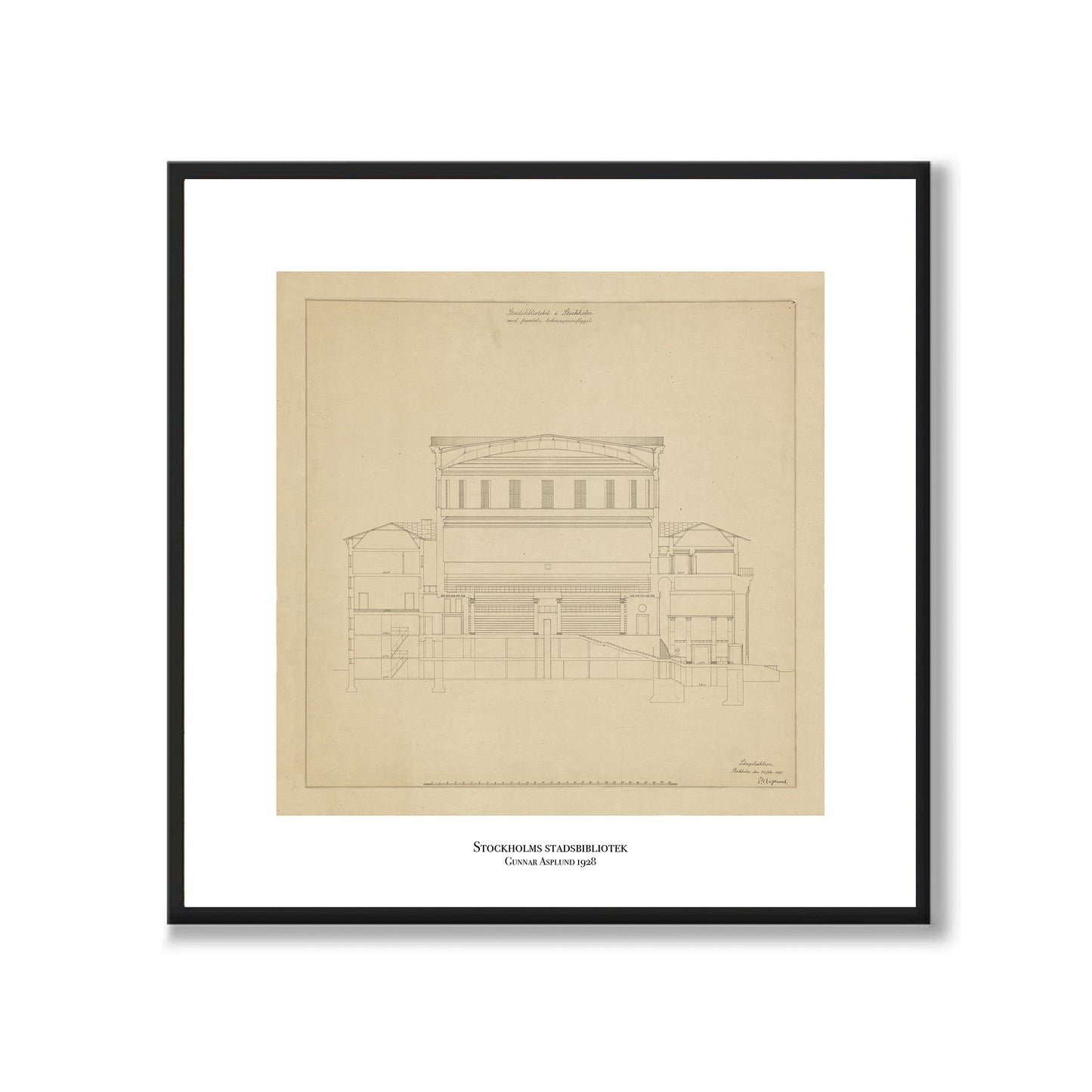 Poster originalritning stockholms stadsbibliotek gunnar asplund