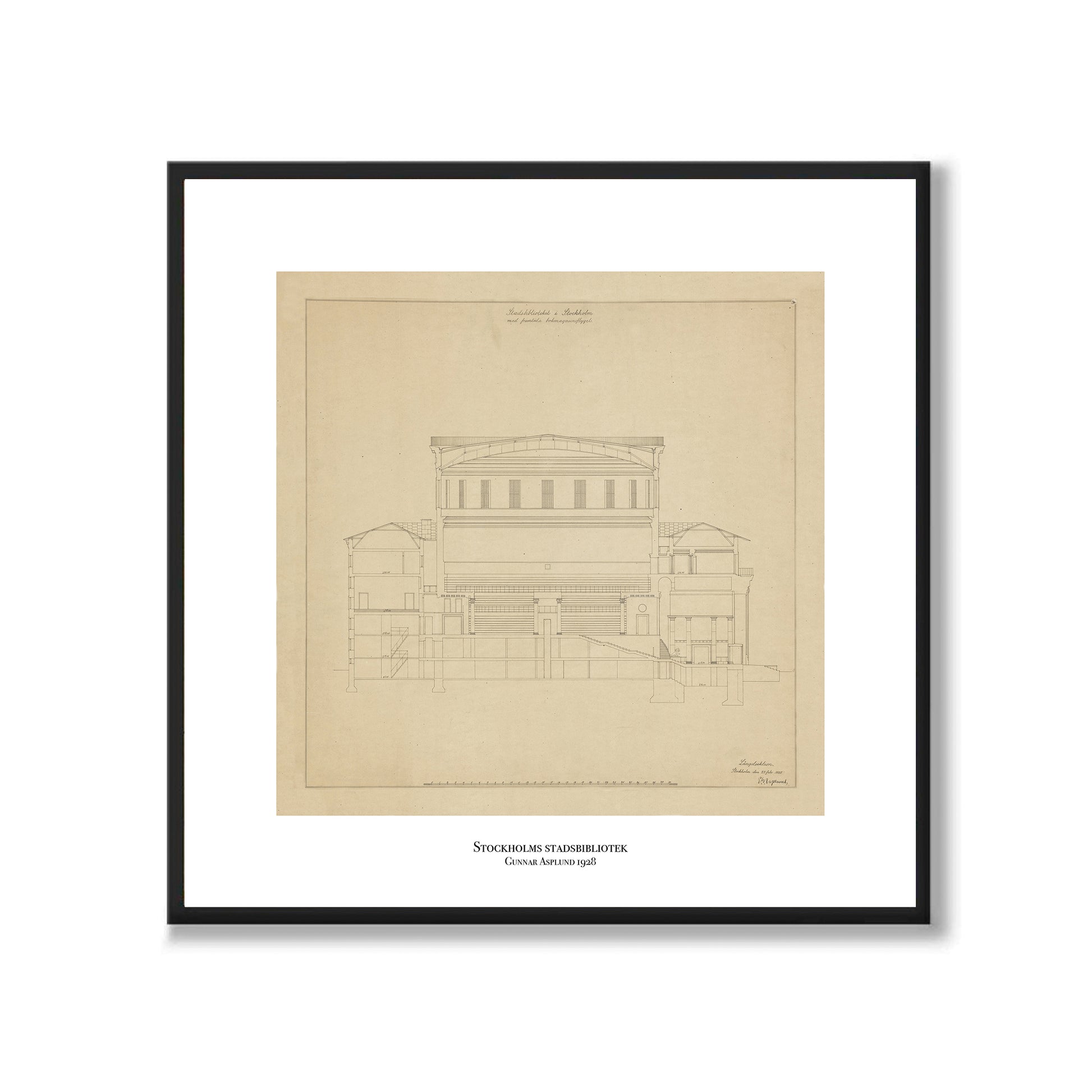 Poster originalritning stockholms stadsbibliotek gunnar asplund