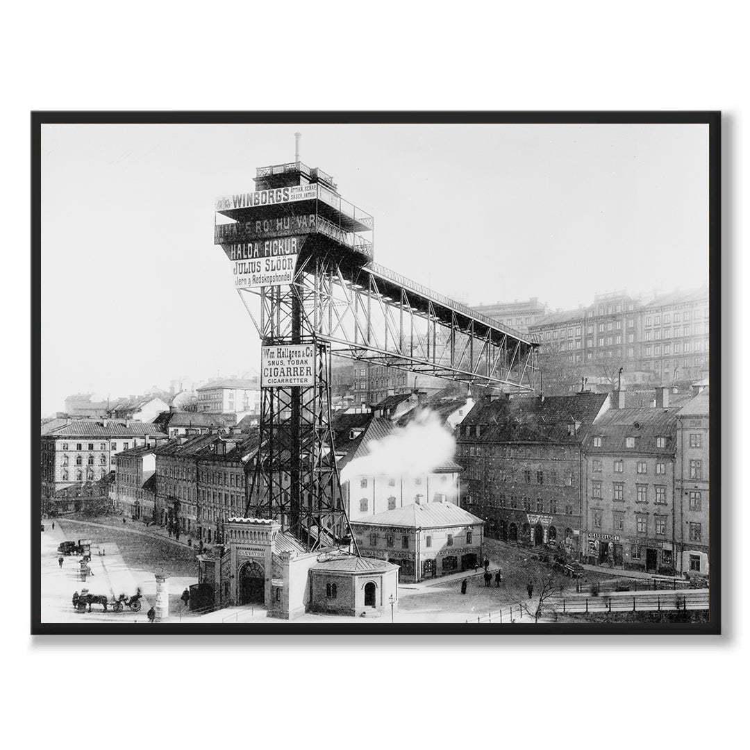 Poster fotografi gamla katarinahissen Södermalm Stockholm sekelskifte