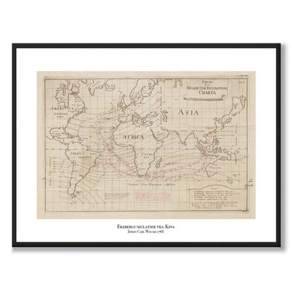 Poster karta världskarta ostindiska kompaniet Ekeberg kina
