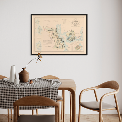 Poster med reproduktion av historisk karta över Åmål från Ljunggrens klassiska