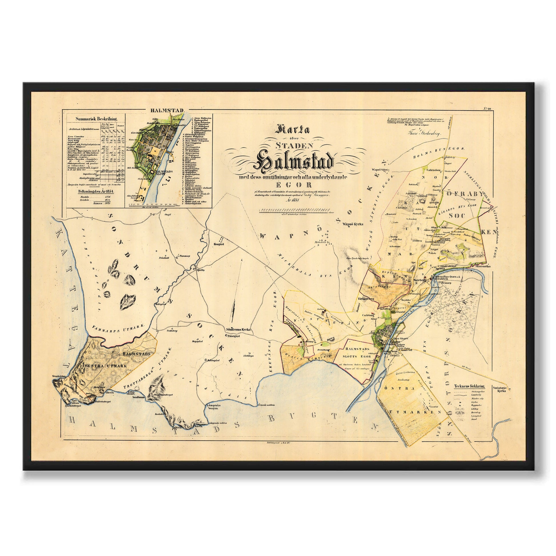 Poster karta halmstad 1855