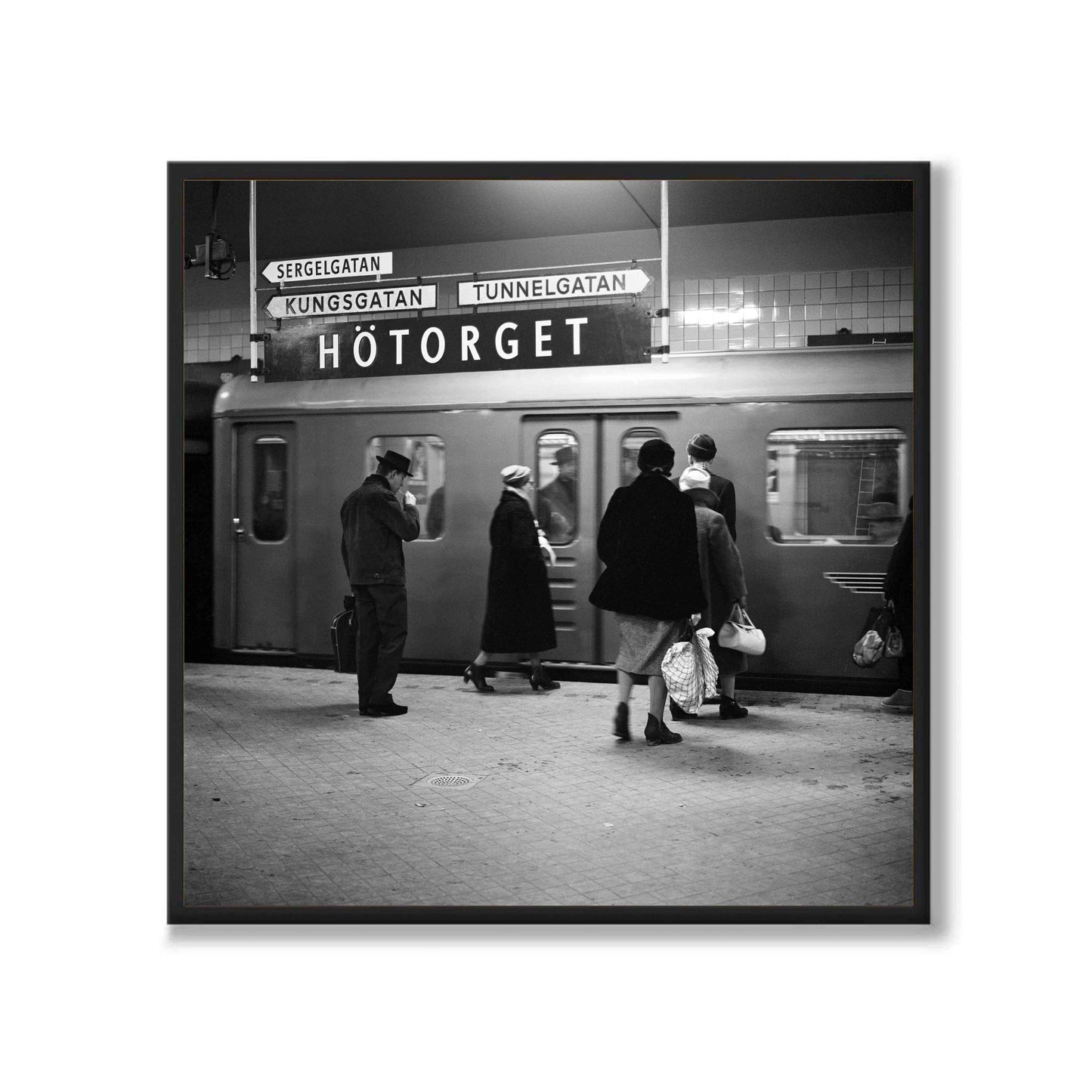 Poster fotografi tunnelbanan tunnelbaneperrongen perrong 1960 Hötorget Norrmalm Stockholm